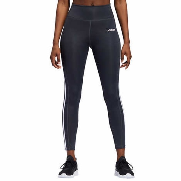 LAST TWO! New Women's Adidas Striped Leggings Gray - Picture 2 of 15